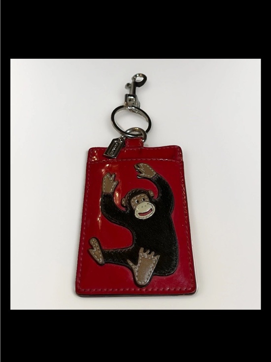 Coach Accessories - Coach Monkey Bag Charm/Lanyard- Brown Haircalf Fur, Red Patent Leather RARE 2016